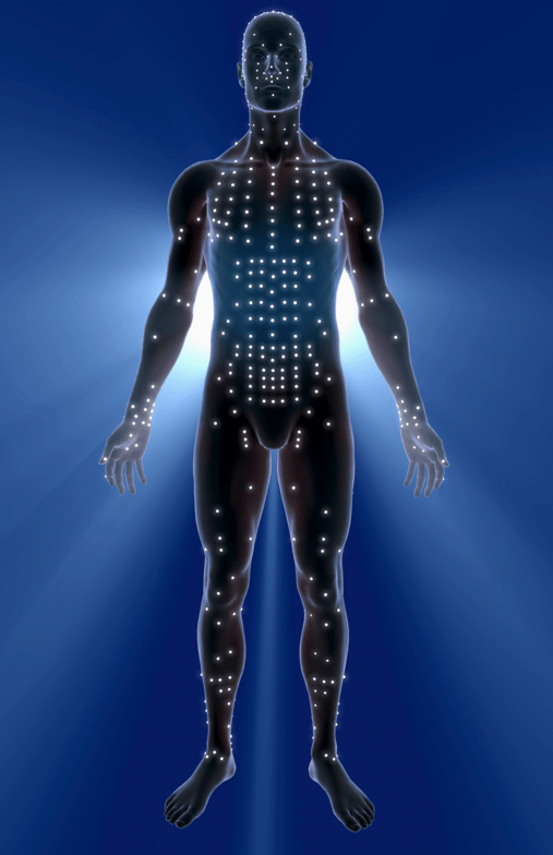 A glowing human body